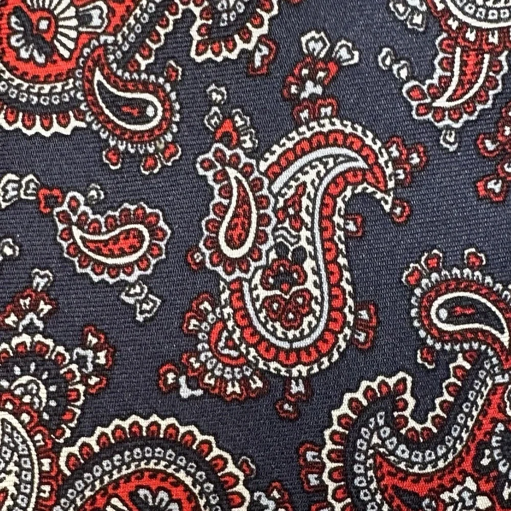 Reed James 100% Silk Navy Red Paisley Necktie Mens Classic Width Tie 56x3.1in
